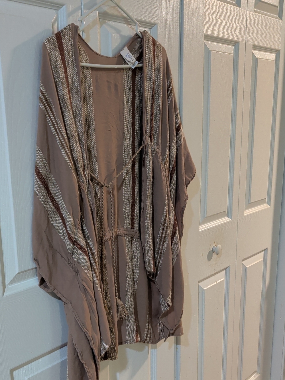 Boho Taupe Striped Kimono Cardigan